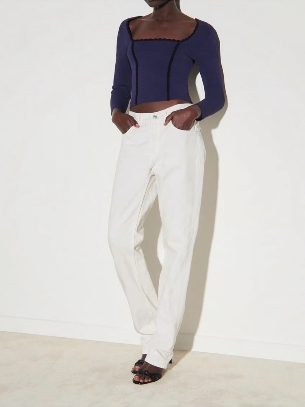 Sandro CROPPED TOP WITH SQUARE NECKLINE
